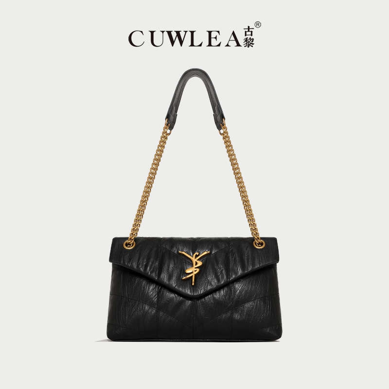 【CUWLEA/古黎】新款女包绣线菱格单肩斜挎包GL-9202