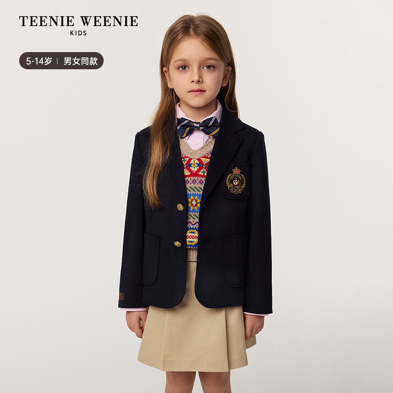 TeenieWeenieKids25年款男女童休闲学院英伦西装夹克TKJK255174N