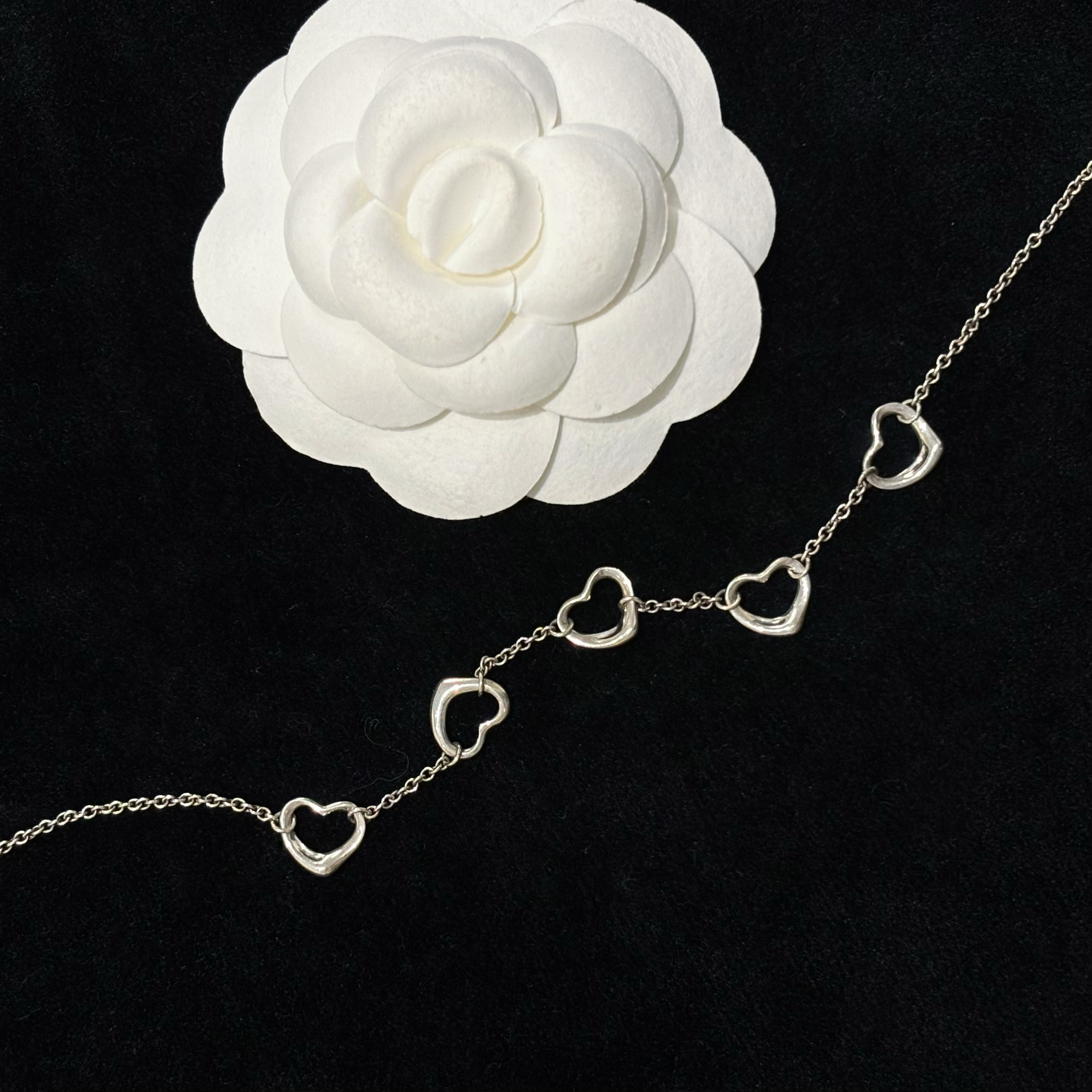 95新 Tiffany & Co./蒂芙尼 Tiffany五个爱心925银项链2508102