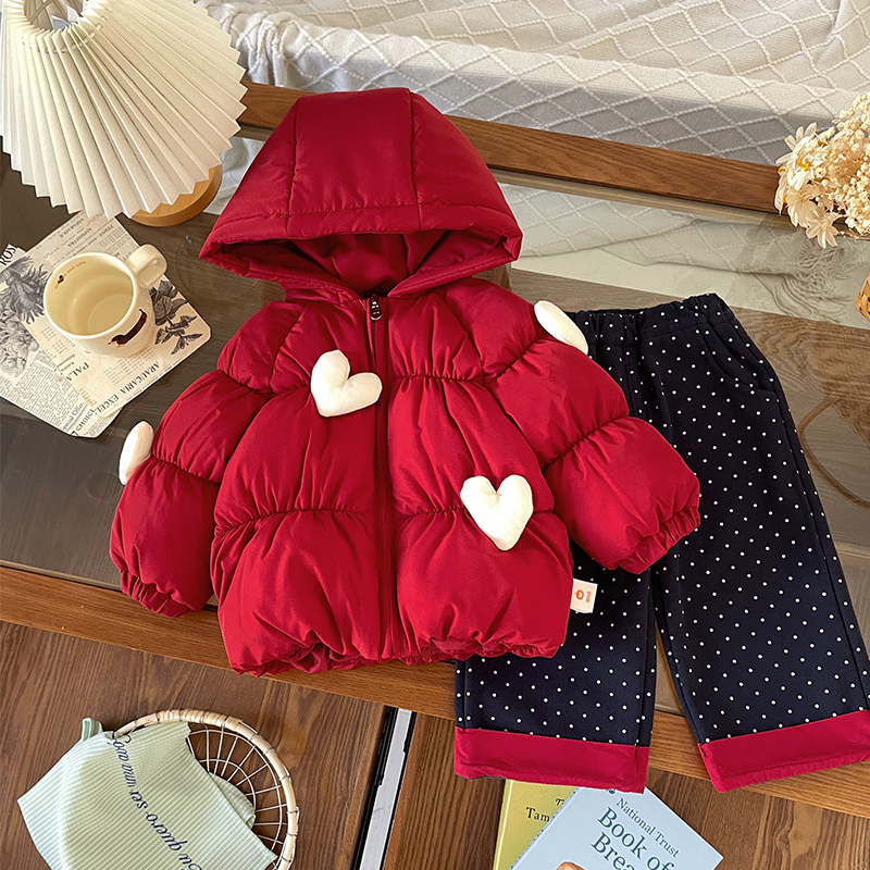 【现货】DW259879冬季新款儿童羽绒服女童90白鸭绒外套连帽冬装女宝