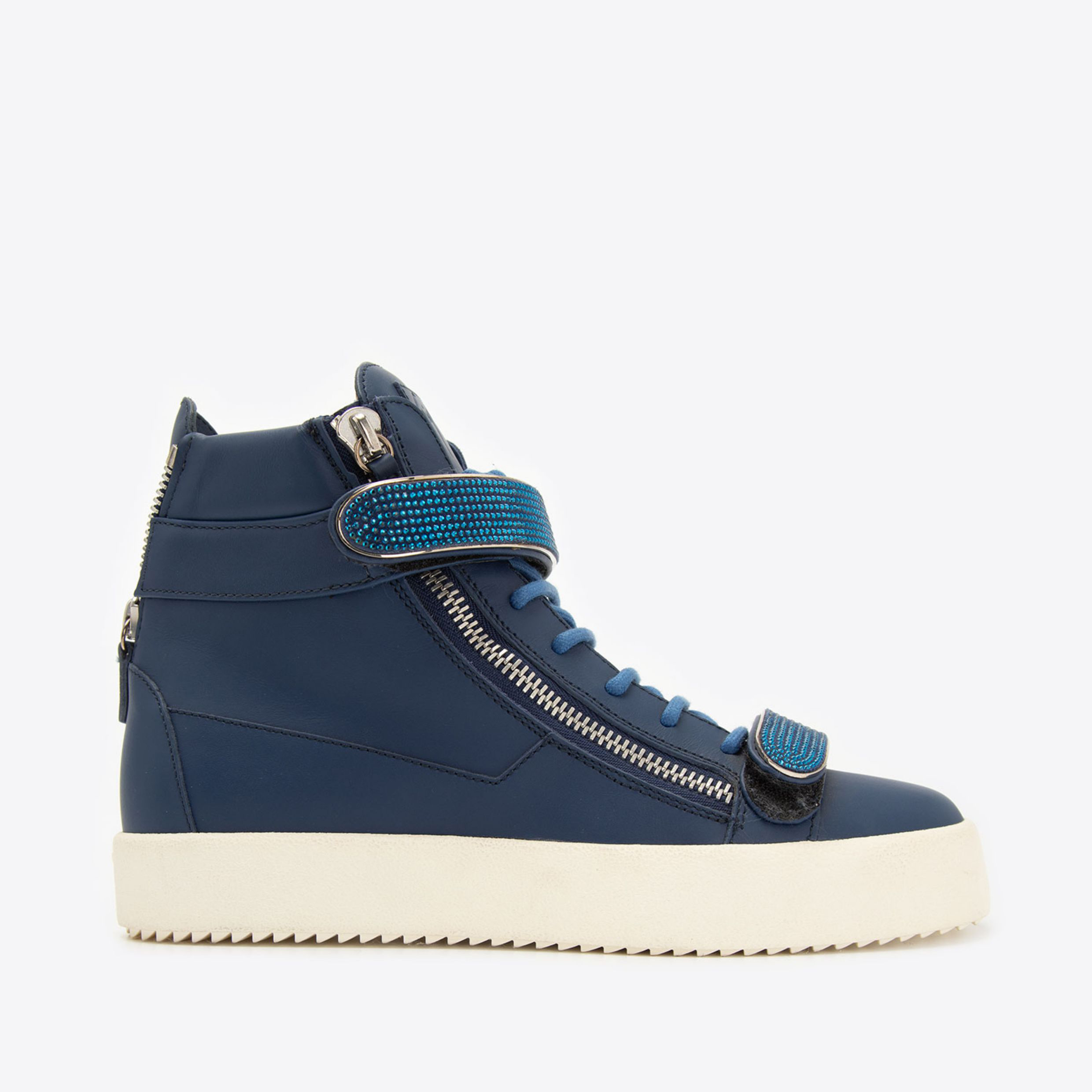 GIUSEPPE ZANOTTI GZ牛皮魔术贴男双拉链高帮运动鞋RM90024/003