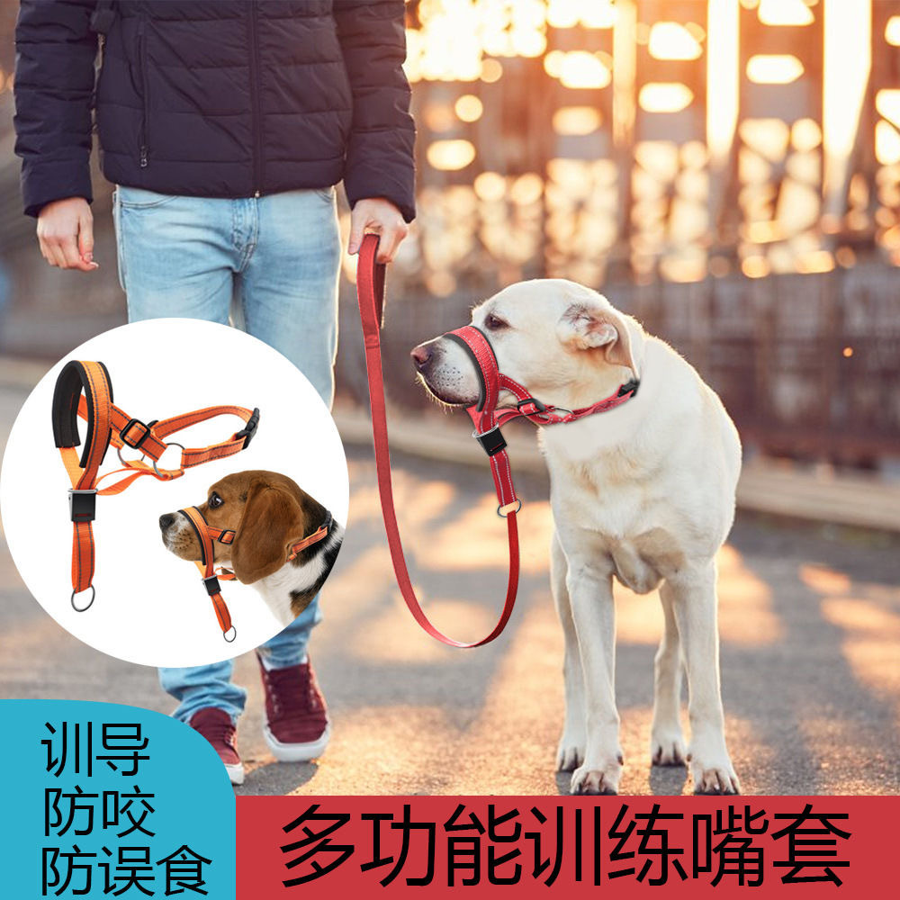 牵引狗嘴套训练带鼻环训犬防暴冲拉狗牵引绳可调节防咬鼻毛面罩