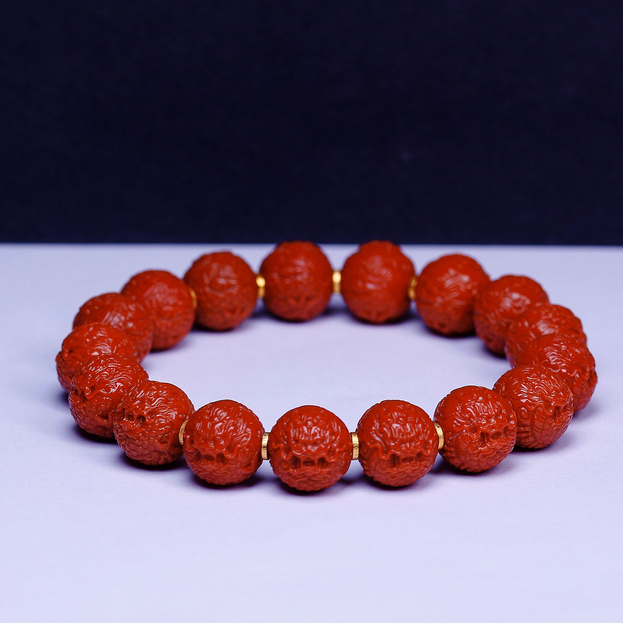 【左遇】瓦西南红龙珠手串精工文玩本命年礼物柿子锦红霸气国风高级