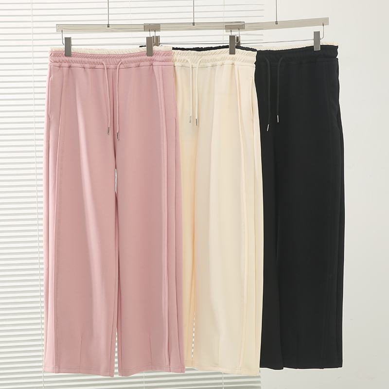 大码气质休闲阔腿裤运动裤2025春季新款百搭休闲弯刀裤132120