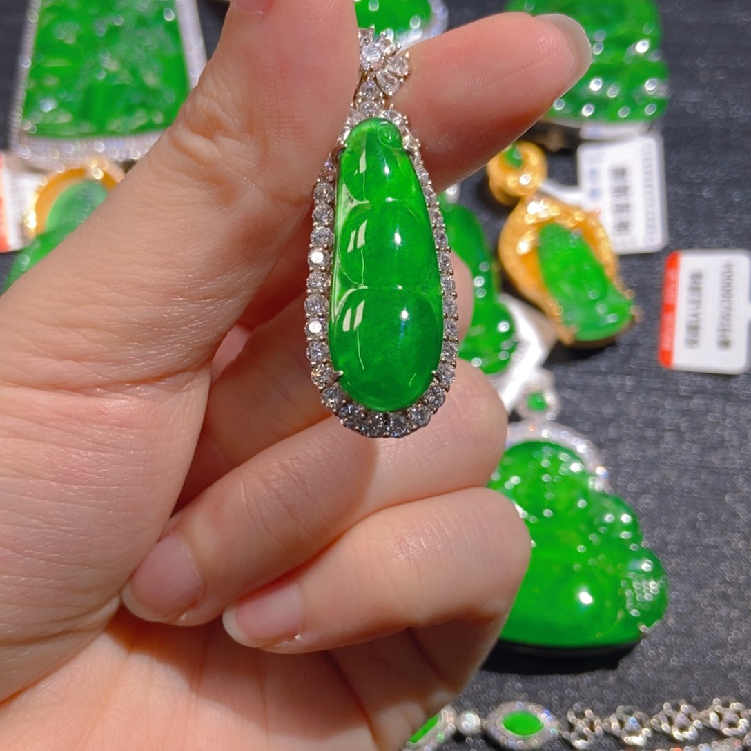 翡翠银S925镶嵌吊坠(不含链)