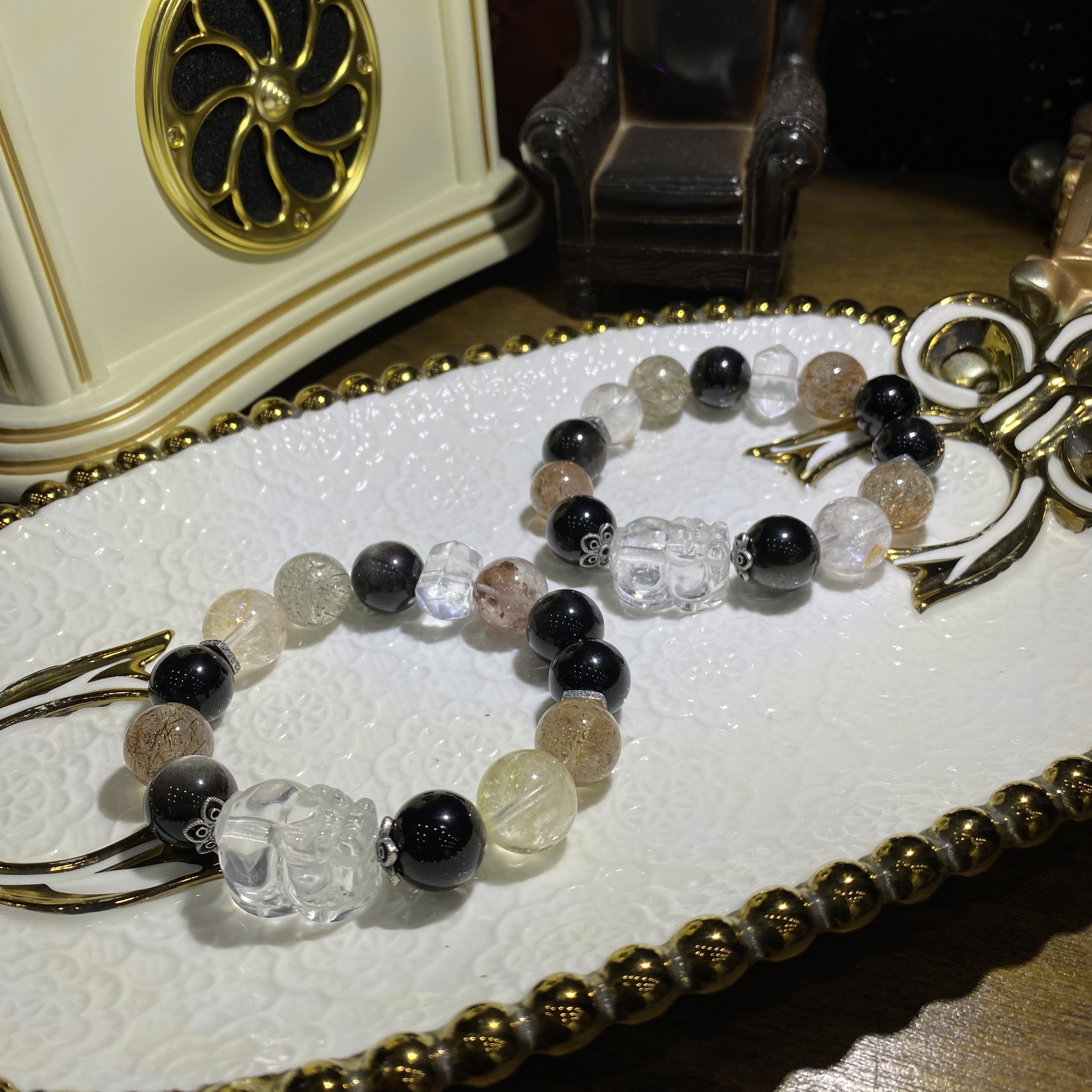 V655-天然高品质水晶多宝手串单圈--多样性发其一