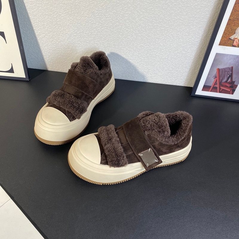 厚底增高5CM小个子加绒棉鞋女2025新款冬季毛毛鞋保暖防滑二棉鞋