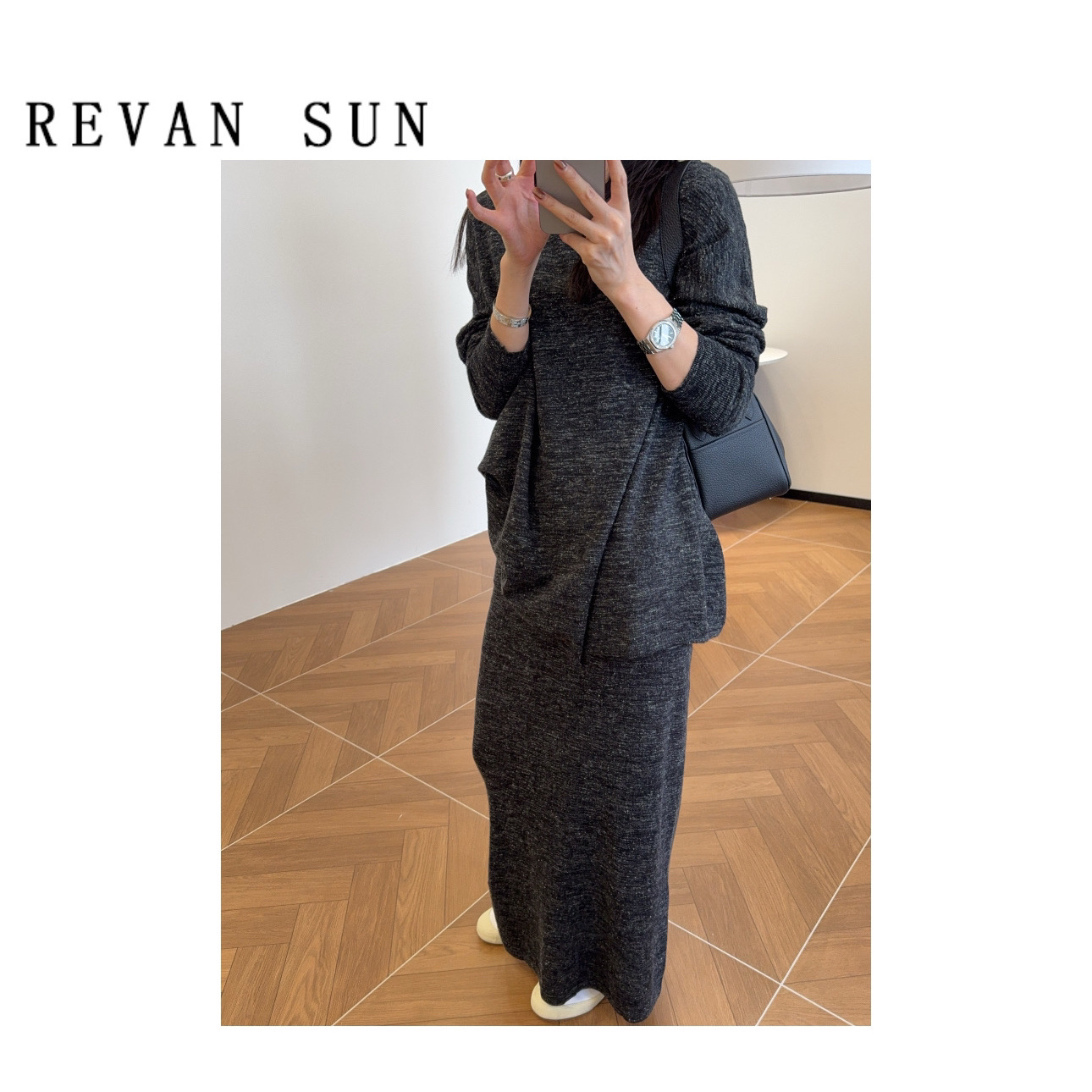 ［REVAN SUN］-大骨架穿搭 柔珠 亚麻半裙套装8811