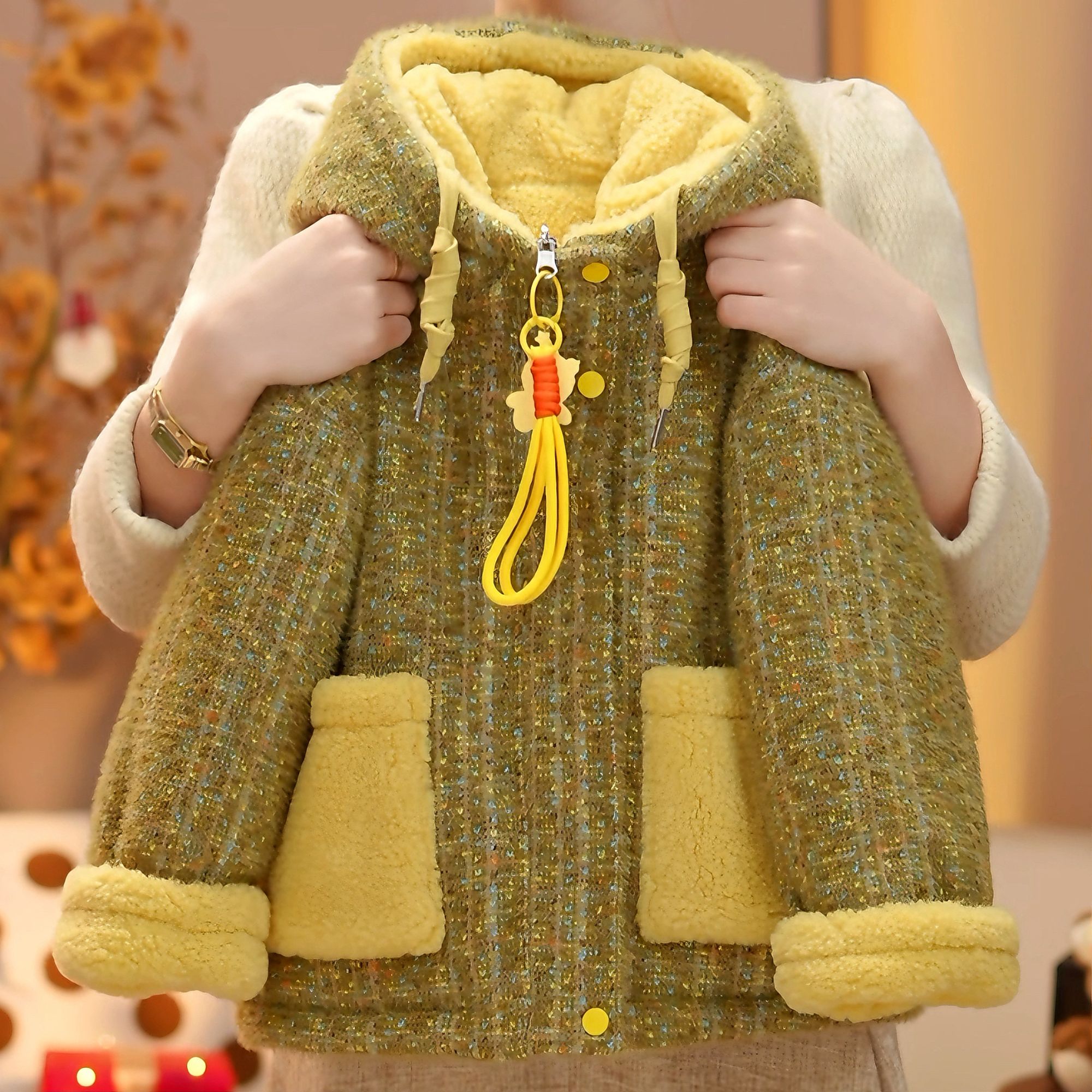 米小逗YT2025款女童韩版时尚洋气宝宝加厚款连帽棉服外套保暖m275