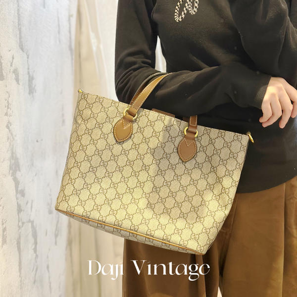 大吉中古/Gucci古驰乌木色老花托特斜挎包
