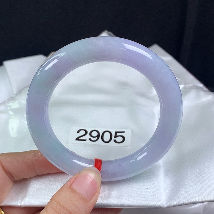 翡翠未镶嵌手镯58圈 糯冰紫罗兰