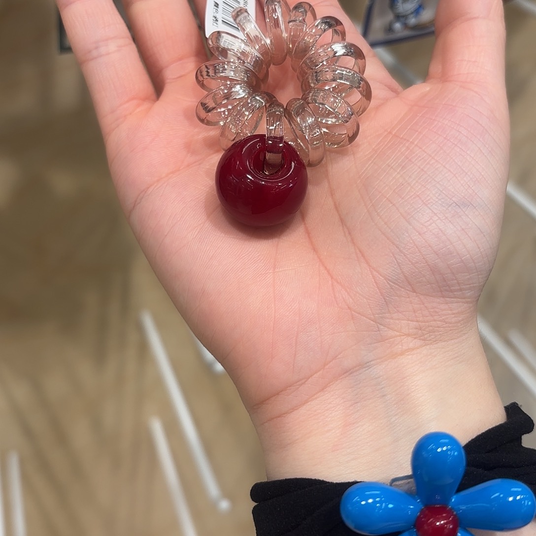 布艺铁合金红球电话线小号