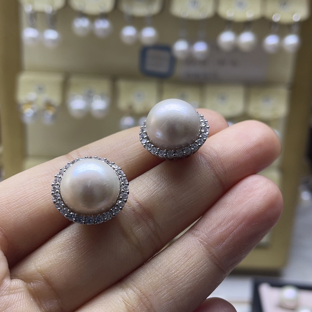 耳饰淡水珍珠银S925镶嵌