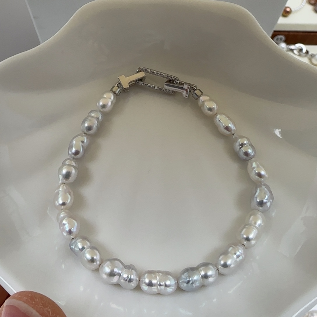 淡水珍珠银S925镶嵌手链