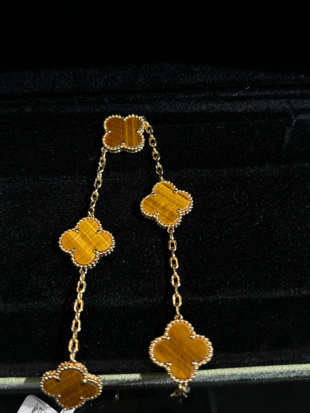 18K金镶嵌木变石 黄五花手链