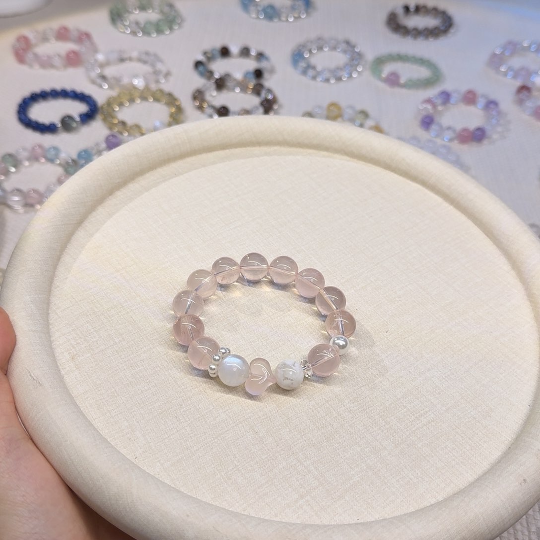 m***1水晶手链未镶嵌拍2单是总价 粉晶爱心手串