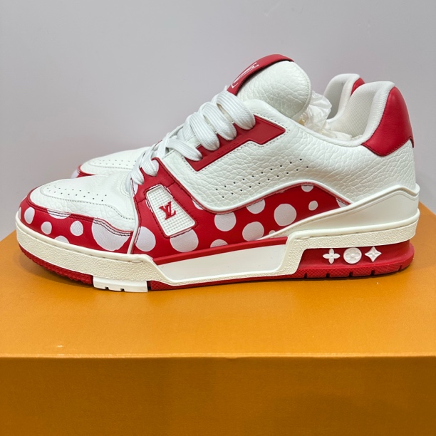 95新 LouisVuitton/路易威登 41码 trainer 白红草间弥生 板鞋