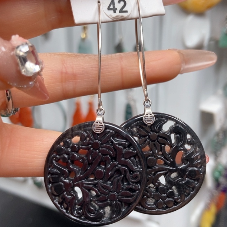 【闪购商品】翡翠耳饰银S925镶嵌耳饰