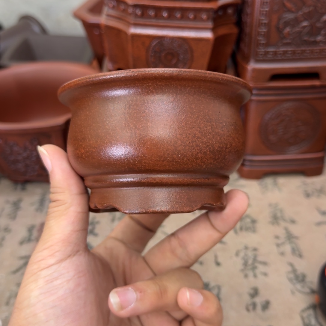 紫砂花盆9.5x5.5内经紫砂花盆