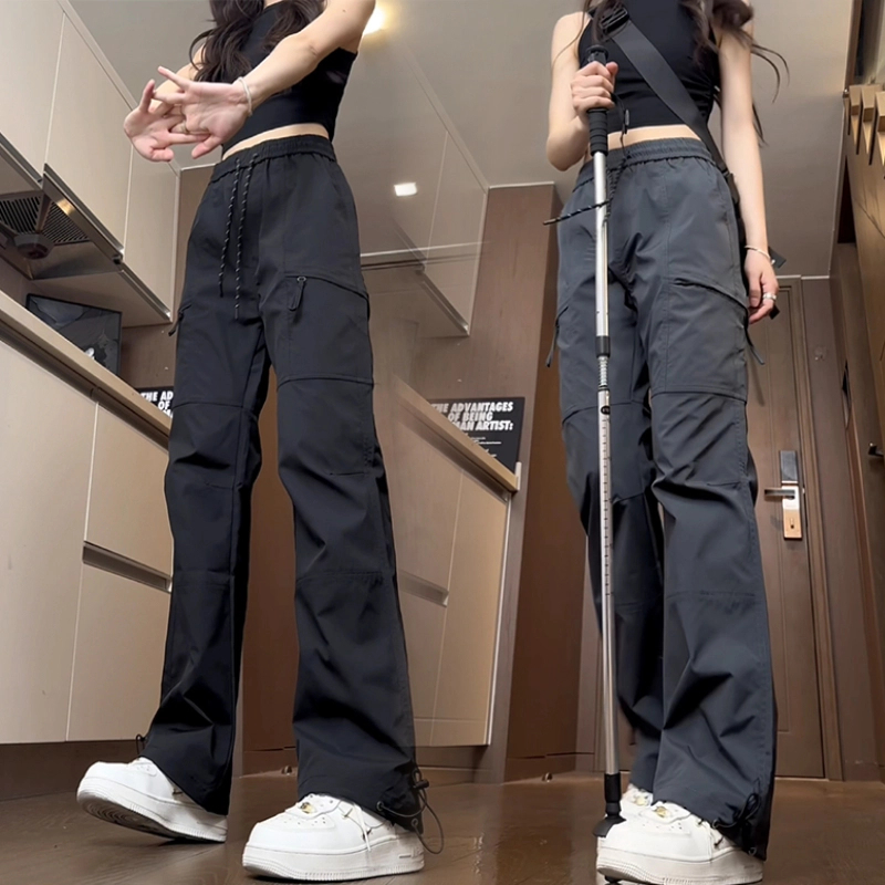 黑武士防泼水工装冲锋裤秋冬户外徒步登山抽绳男生休闲裤子高腰