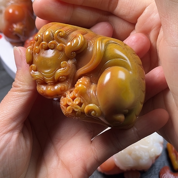 用***9寿山石手把件把玩件