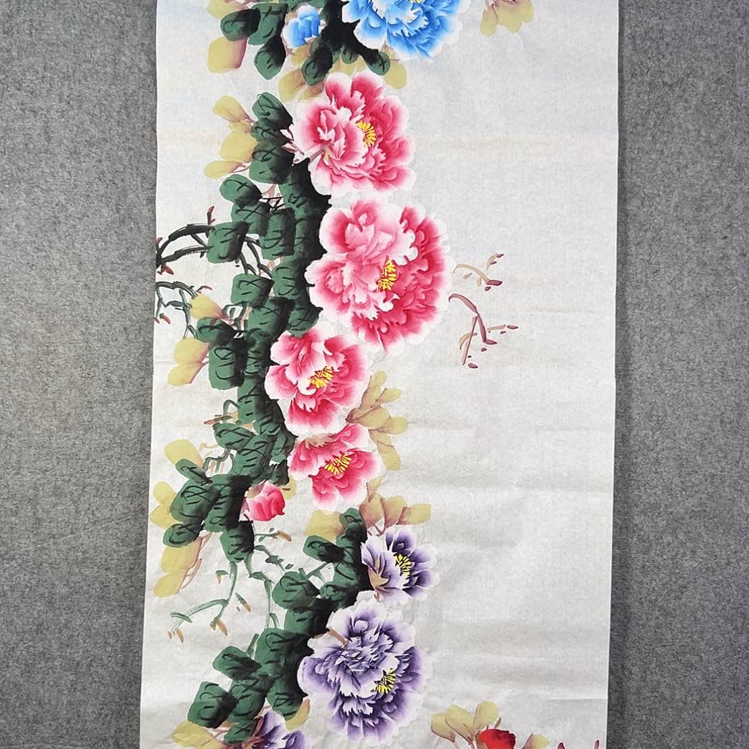 国画205 花鸟在树丛的顶端鸣叫叫声响