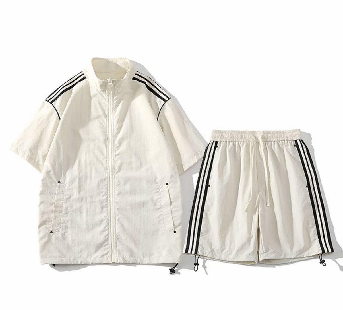 鑫米服饰-夏季极简风短袖短裤拉链休闲运动套装-男女同款-M3款