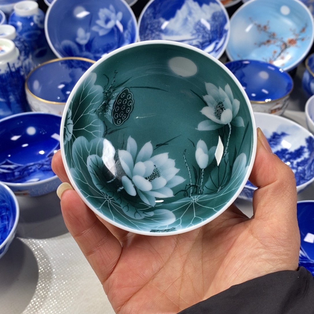 陽***烂青花荷花主人杯杯