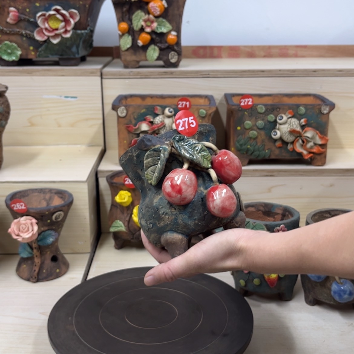 【闪购商品】紫砂花盆275号内口9脚高12