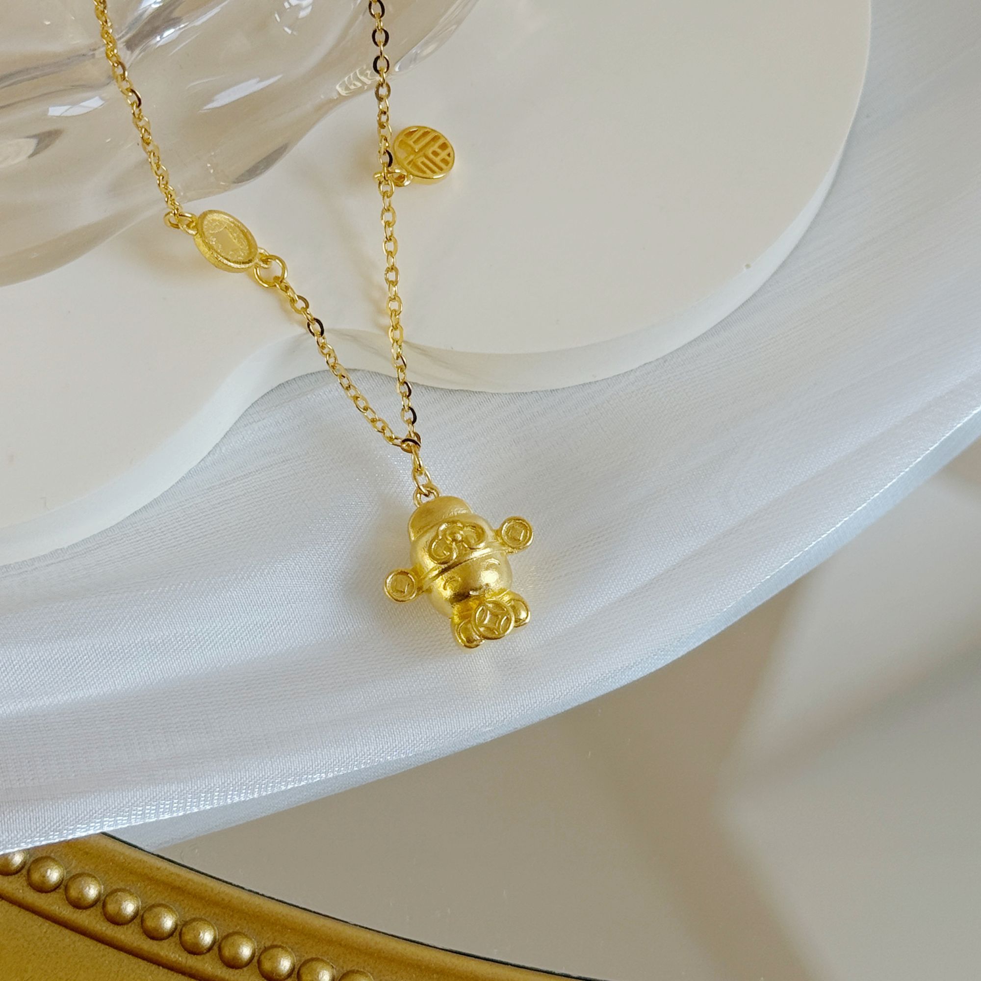 不支持七天无理由【福牌财神黄金项链】足金999 多样性发一