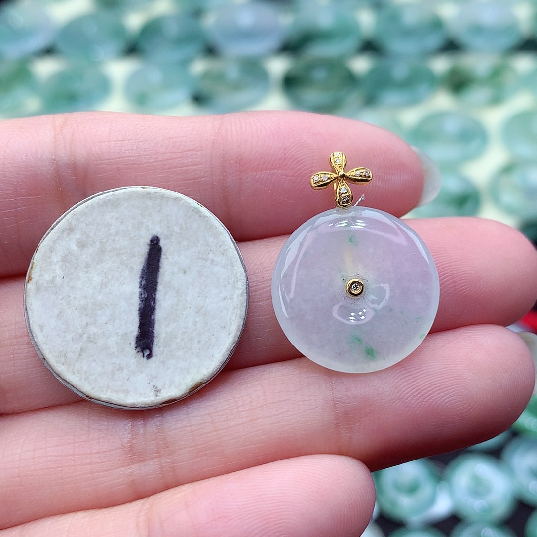 翡翠颈饰18K金镶嵌尺寸18.5-4.0