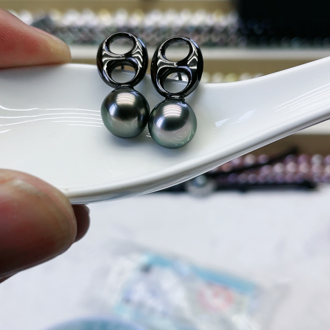 海水珍珠耳饰银S925镶嵌