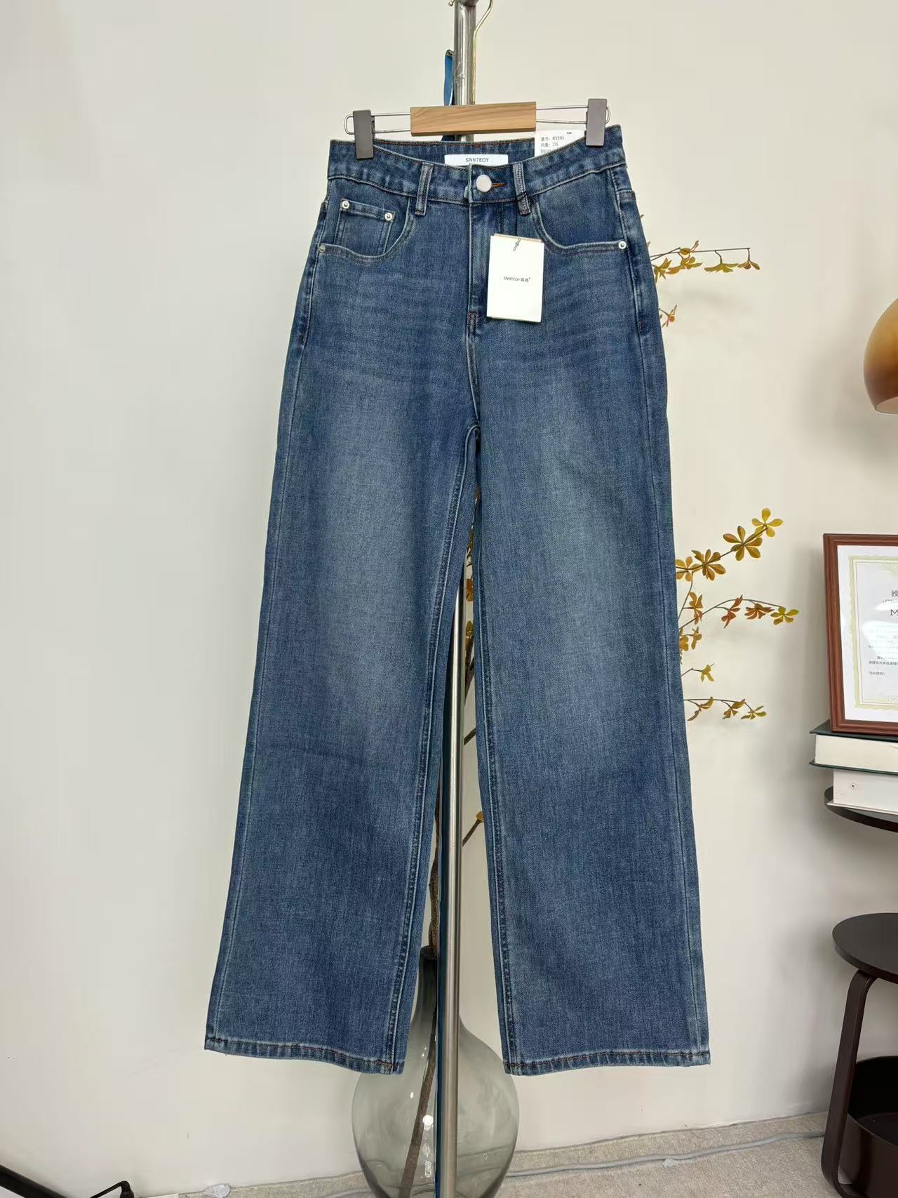 SU【395】代83 愫康 MWMA 森调灰标四面弹窄版阔腿直筒牛仔拖地裤~