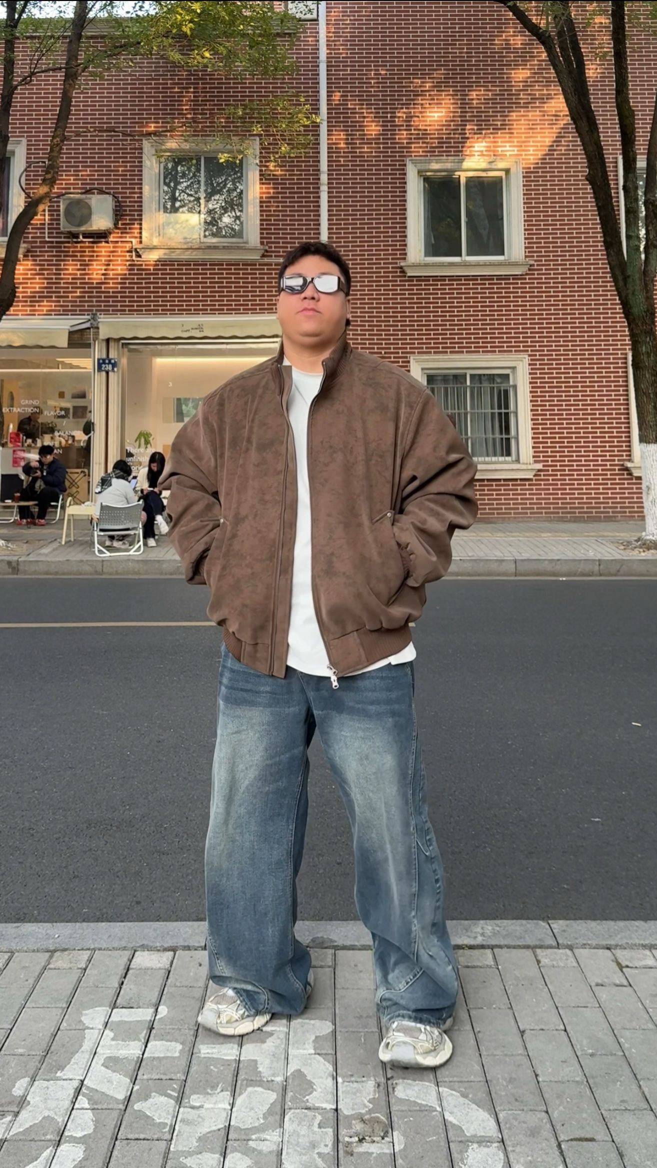 DALANGMAX【绒毛锁温】陈达浪大码男装冬季加厚加绒保暖夹克皮外套