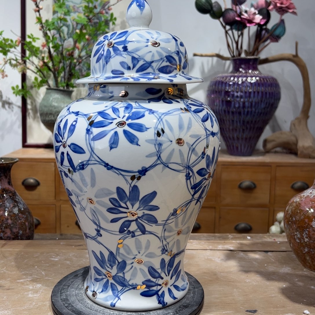 摆件陶瓷花瓶高35口11