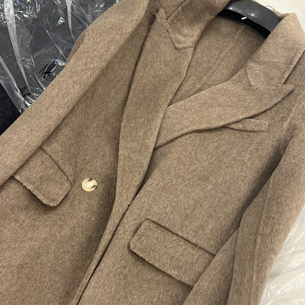 秋冬新款气质西装领双面大衣女长款加厚廓形显瘦百搭外套