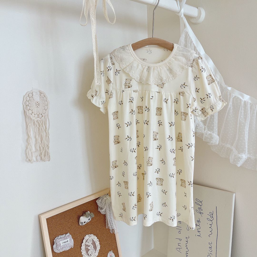 【现货】251-棉兔子童装2025夏新款女童七分家居服睡裙68007多色