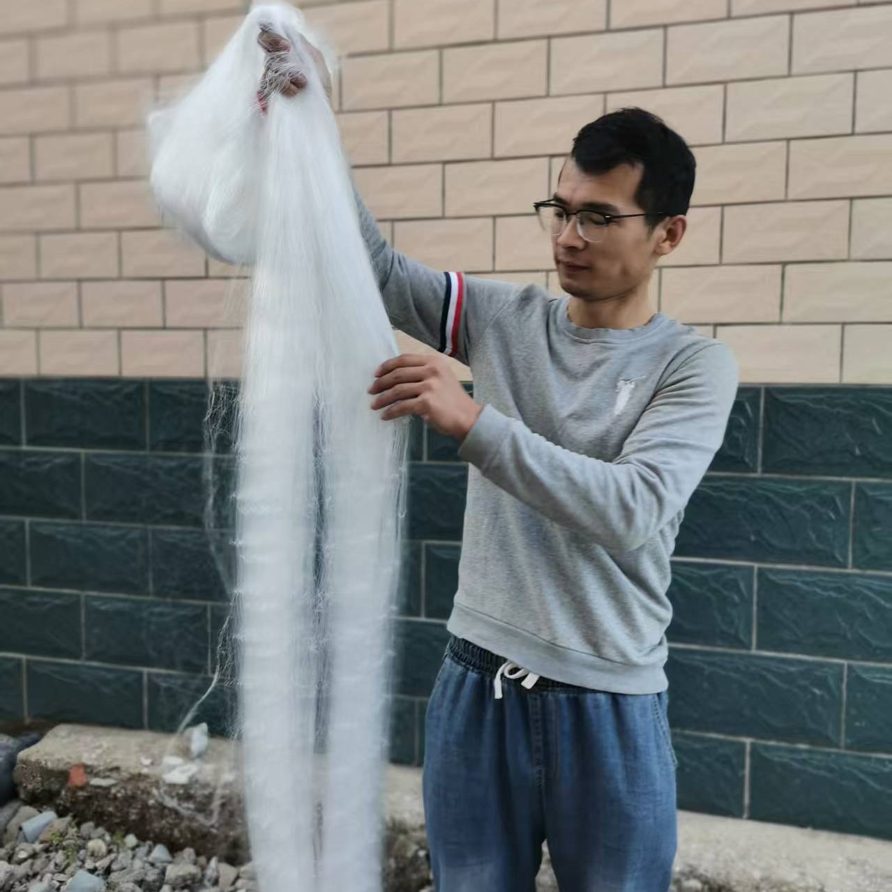 超柔丝加密多边鲫鱼渔网三层绳坠不缠网