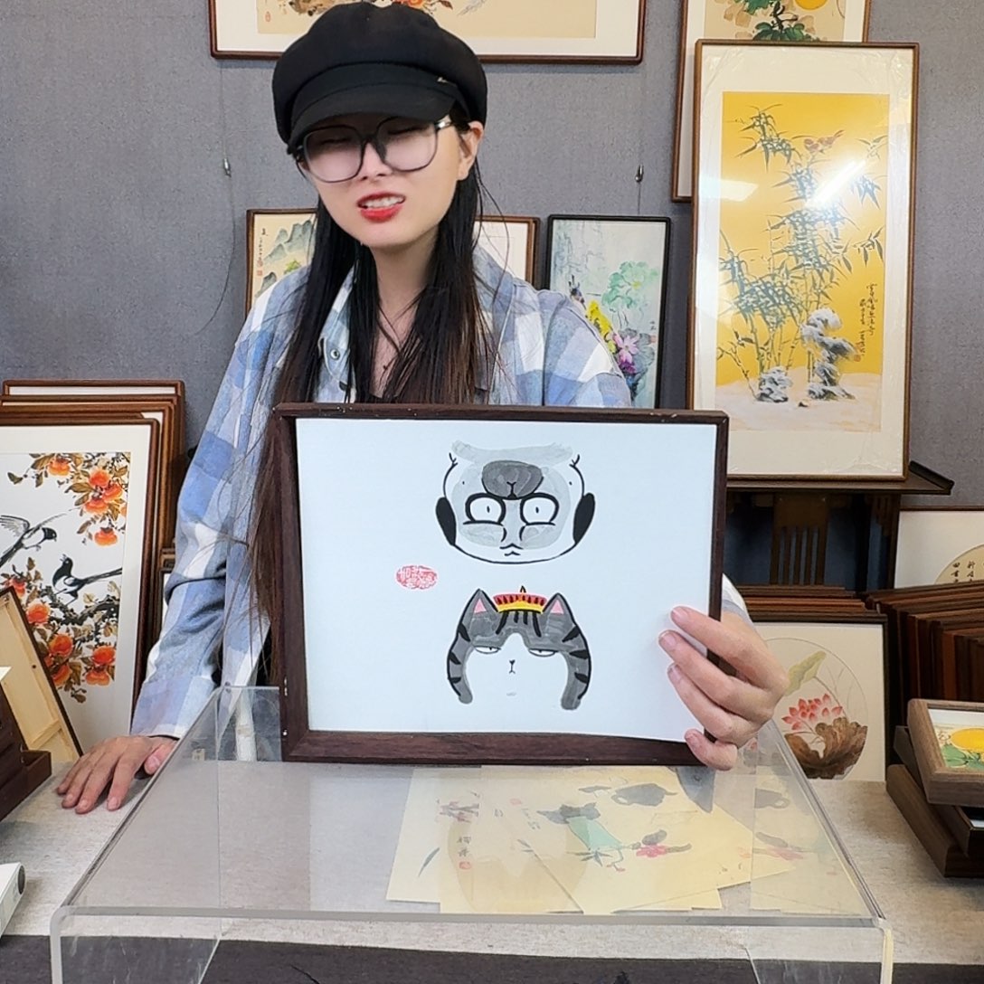 国画手绘带框尺寸：24*29