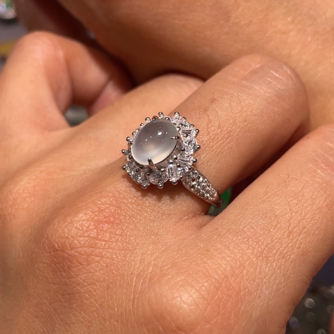 银S925镶嵌戒指翡翠戒指