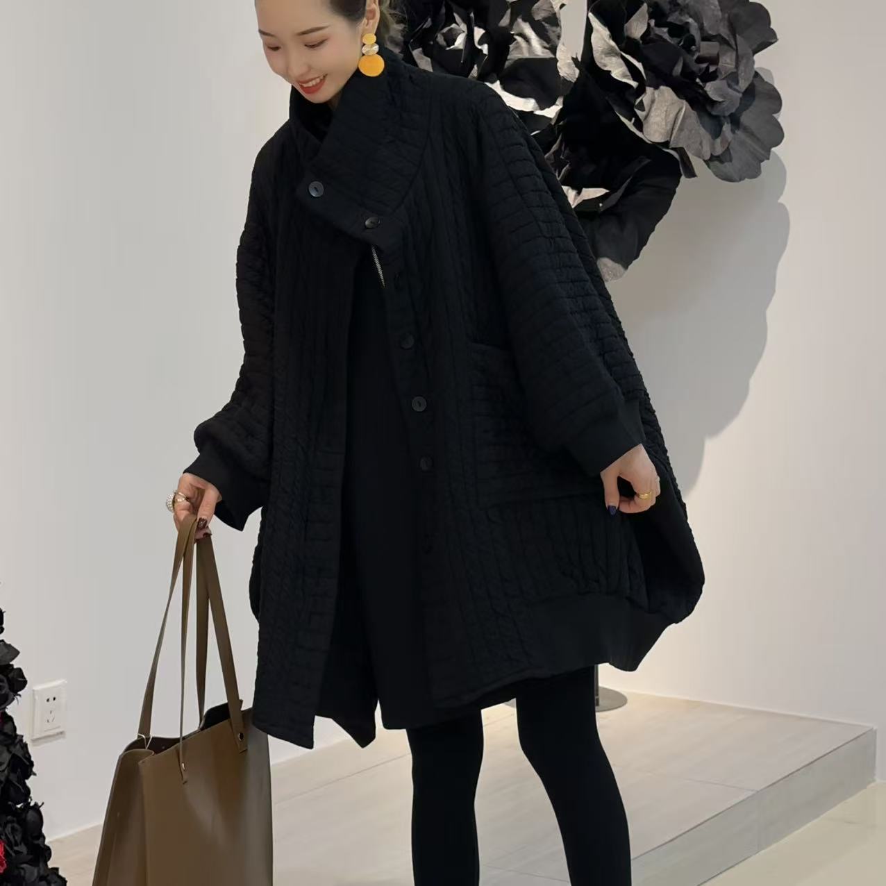 2025新款 冬装个性洋气蝙蝠袖外套