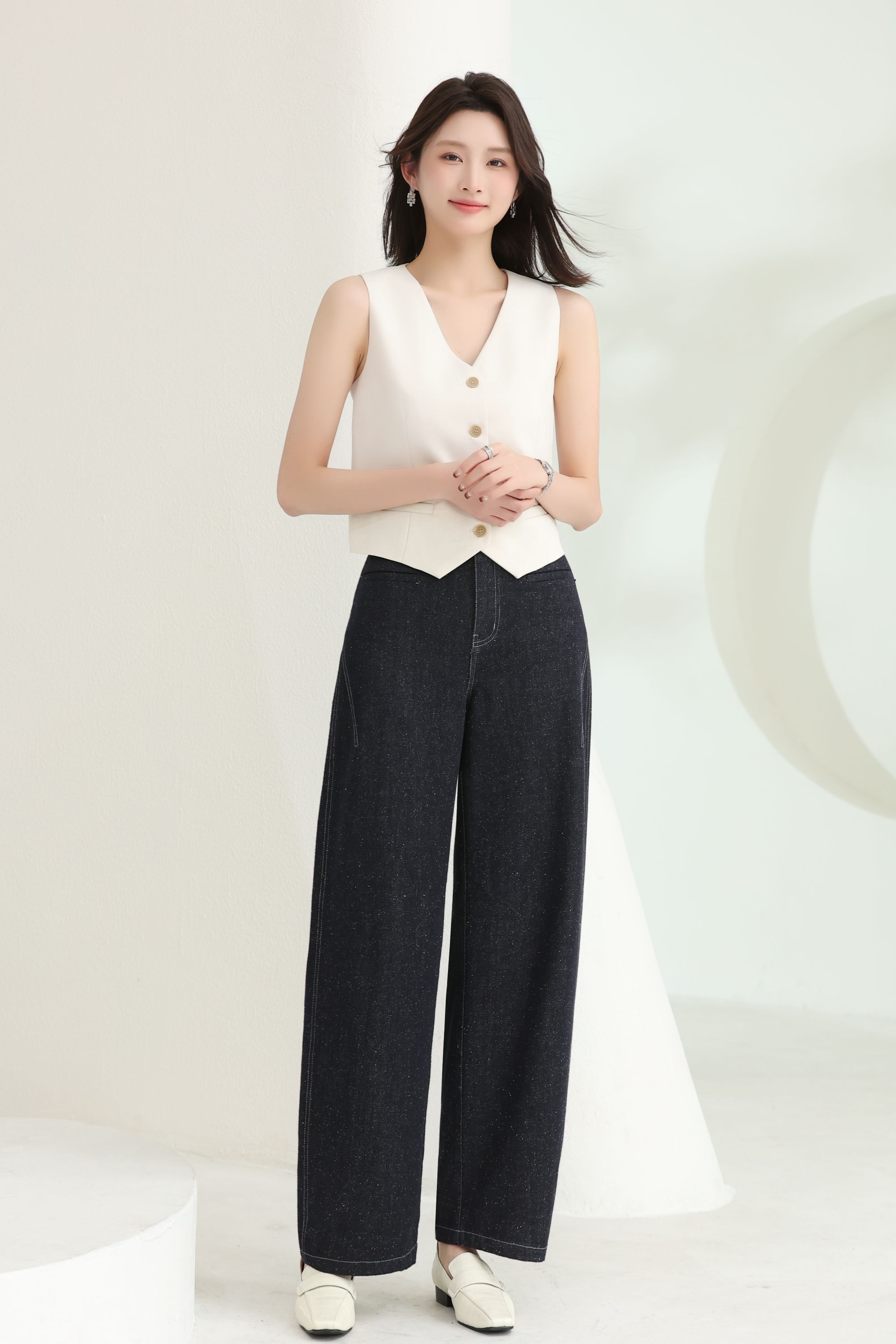 田岛歌2025早春新款高腰时尚百搭牛仔裤G812