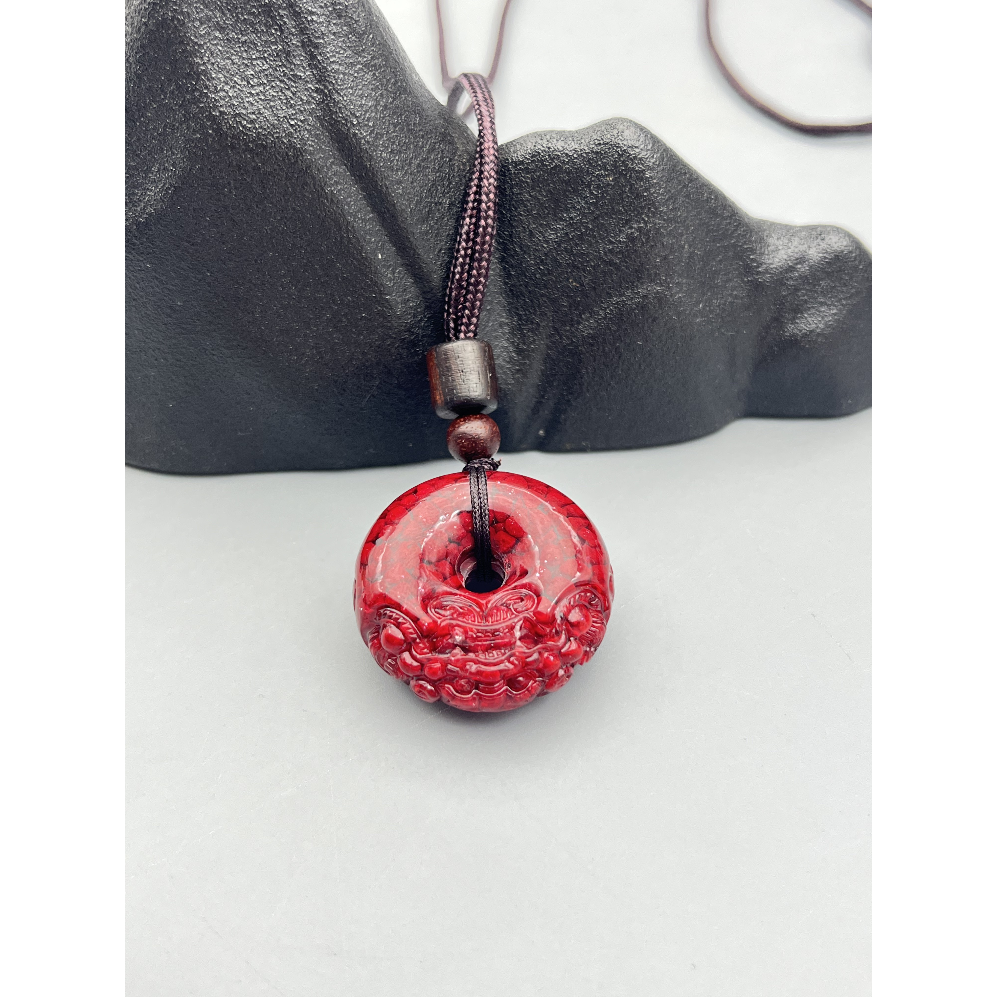 含辰砂工艺品JT419-晶体砂全透平安扣28mm