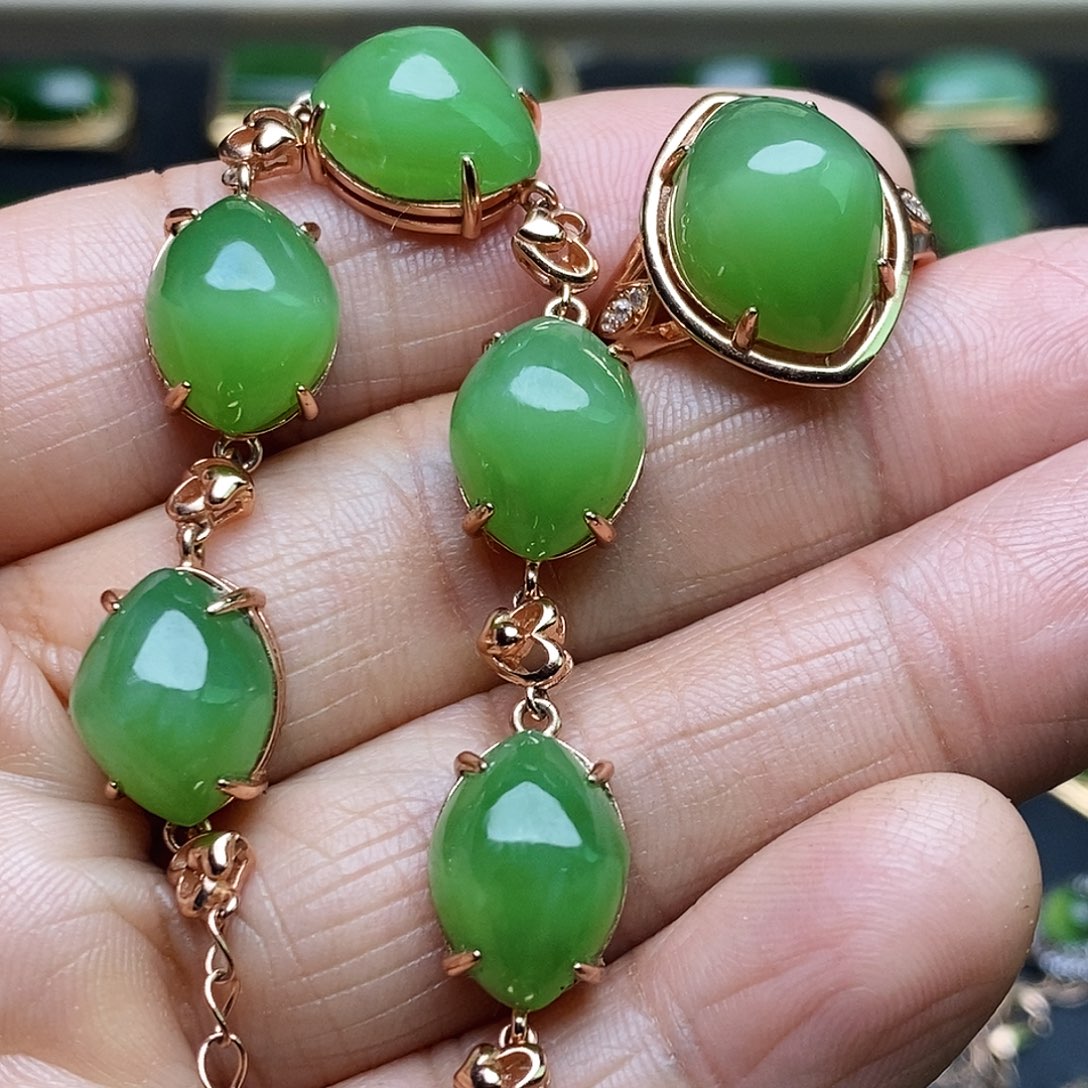 和田玉（碧玉）套装银S925镶嵌