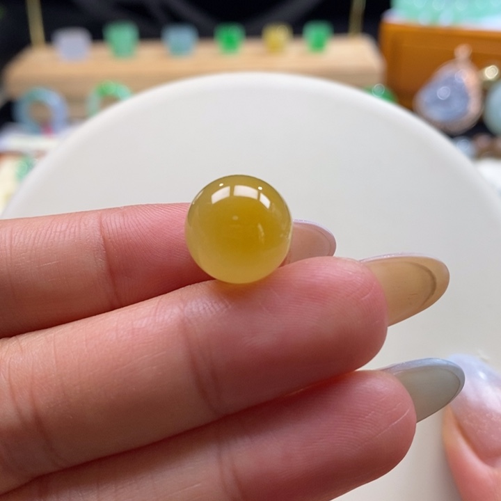 翡翠颈饰未镶嵌翡翠冰胶黄翡珠卡13.2m