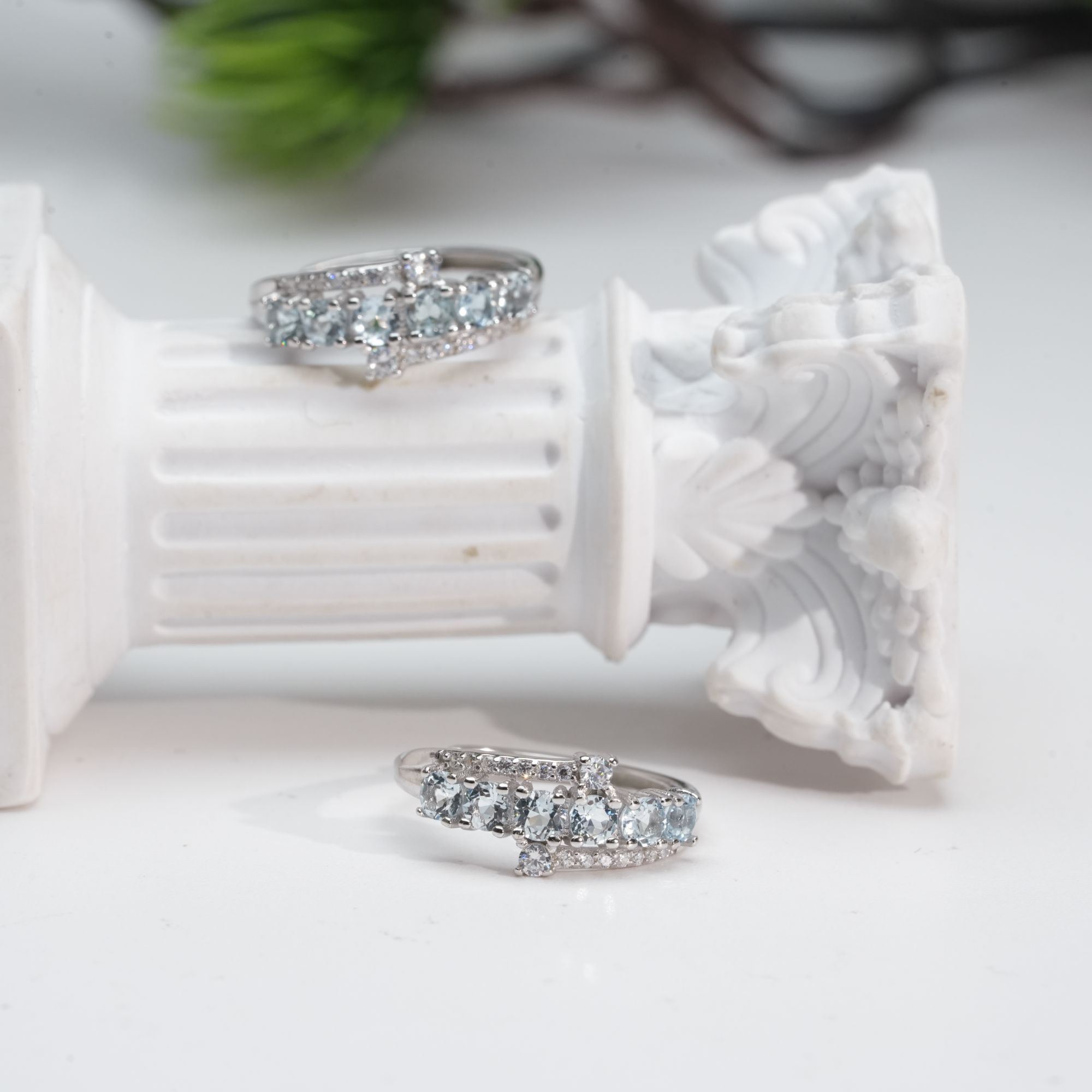 【小北好物】S925银海蓝宝戒指约2*2mm6颗【多样性发一】QL01X1560