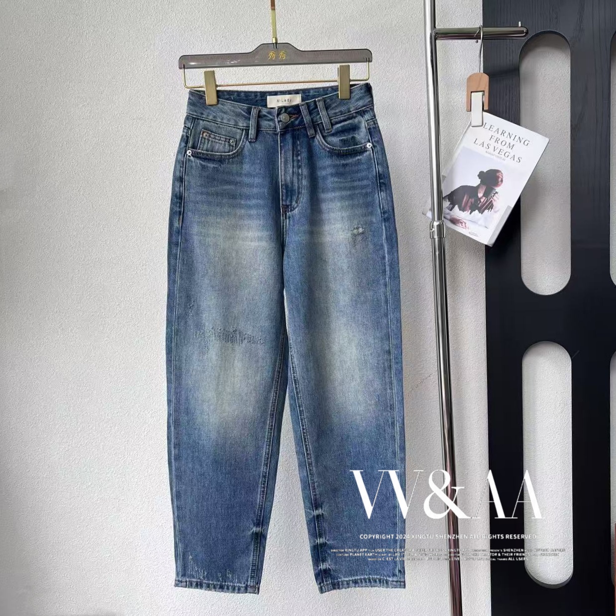 VV&AA 复古做旧显瘦小众设计弯刀牛仔裤 CM4649