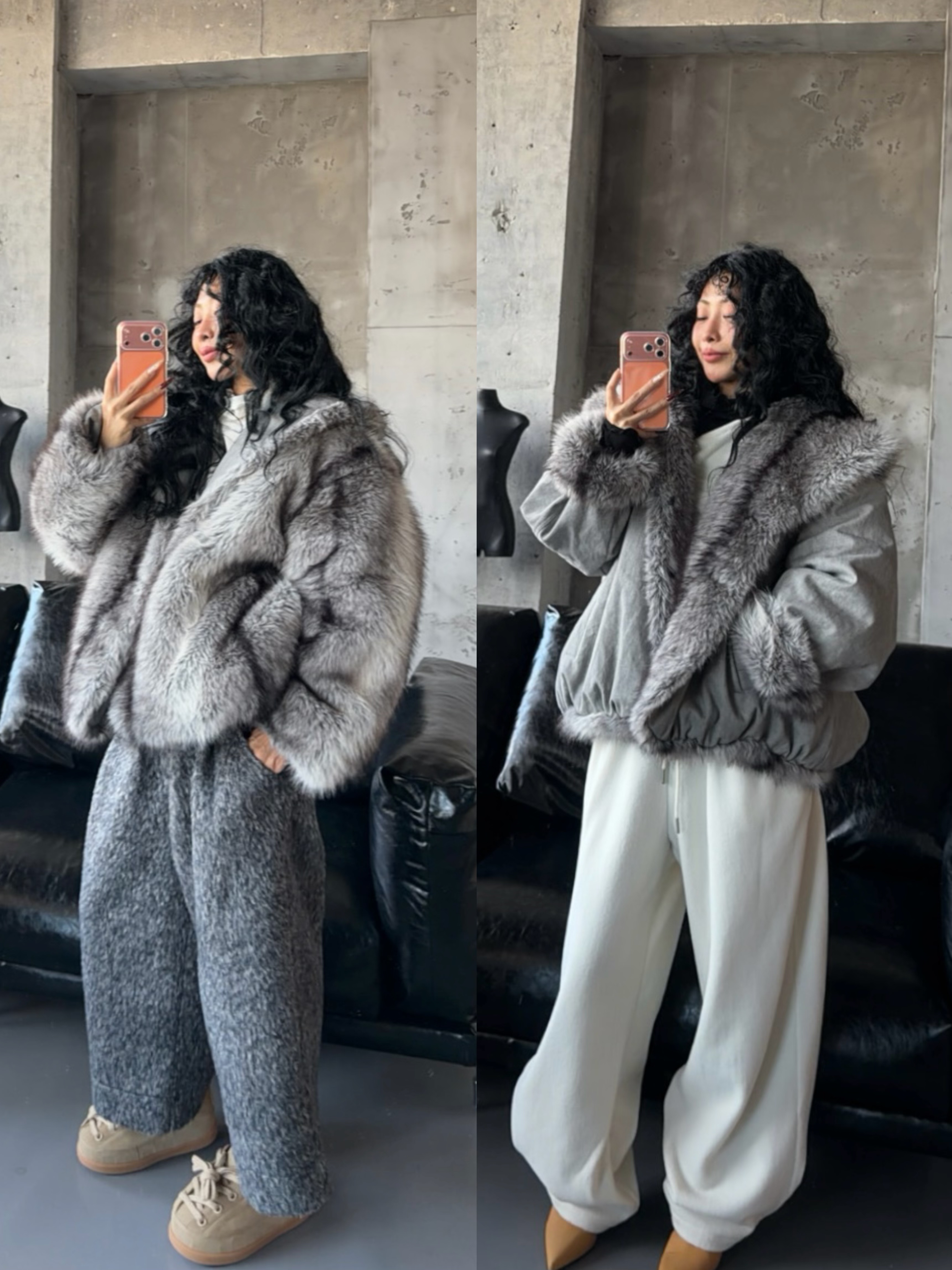 VIVISPLENDID21663#原创牛仔洗水双面可穿巨保暖环保外套