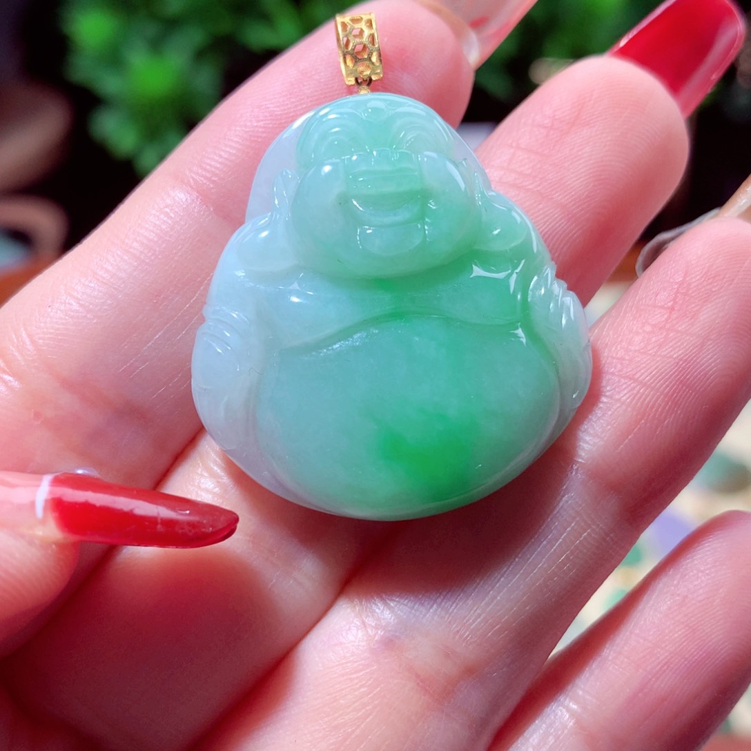 翡翠吊坠(不含链)18K金镶嵌