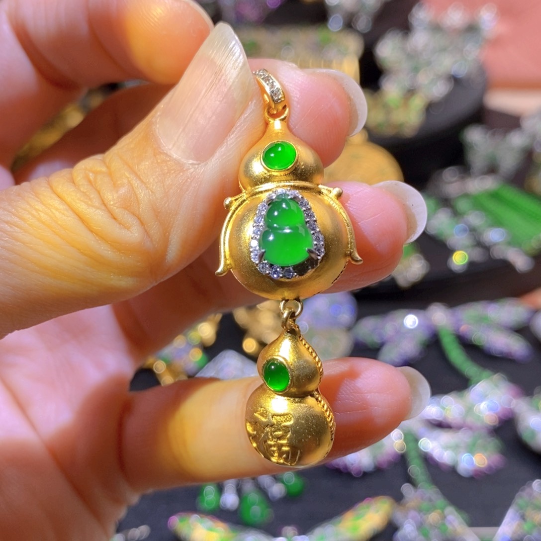 吊坠(不含链)银S925镶嵌翡翠